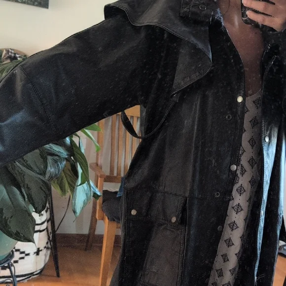 LeatherBiker Trench Coat
